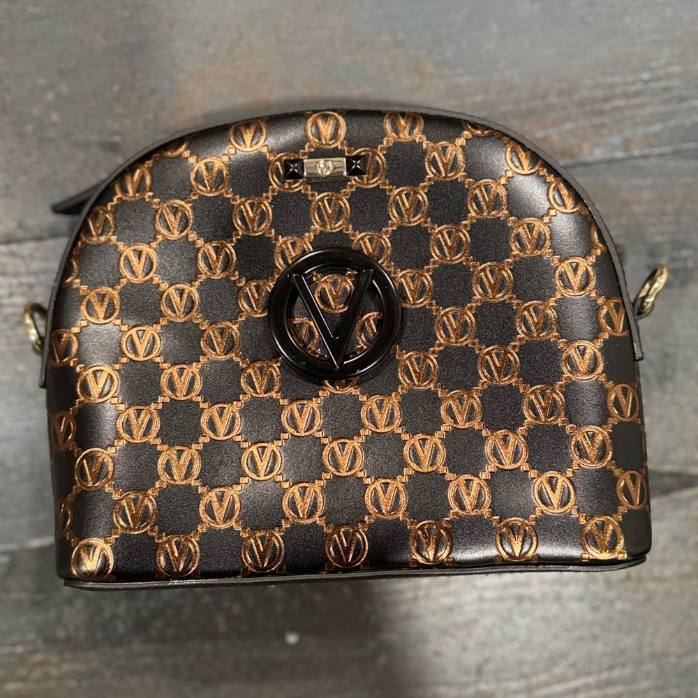 Valentino Designer Checkered Brown Crossbody Bag